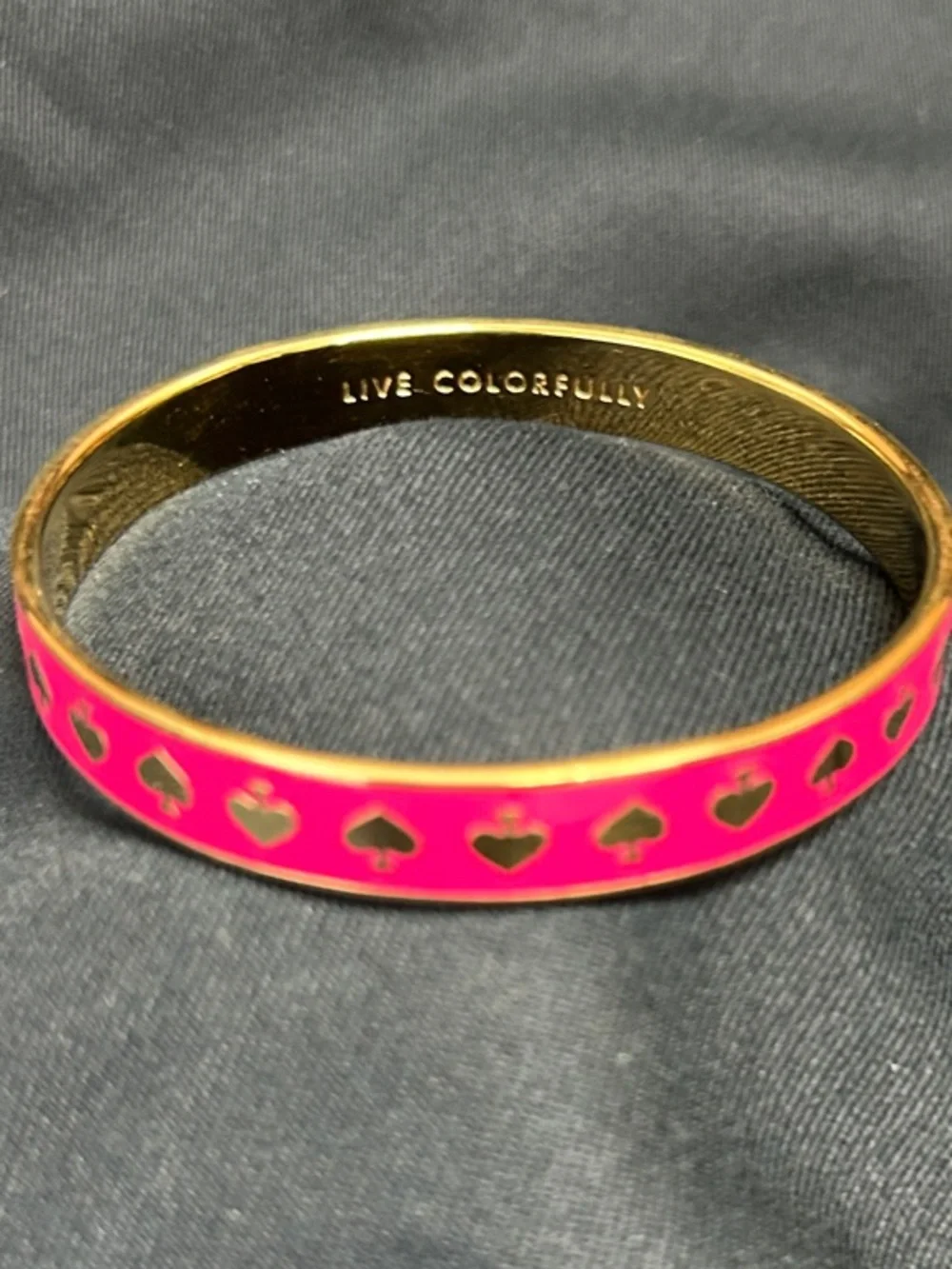 kate spade Hot Pink Enamel Bangle Bracelet with Gold Accents - Picture 2 of 3